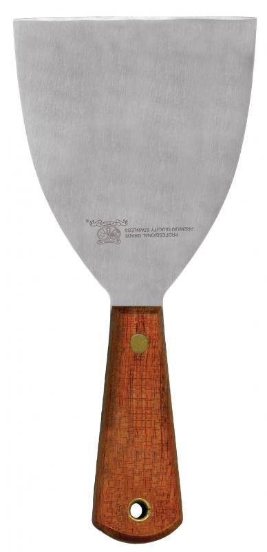 4 4.5" x 4" Pan Scraper with Wooden Handle and Hole